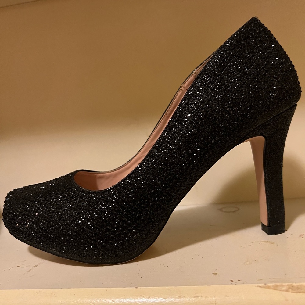 De Blossom Collection Black Glitter Heels